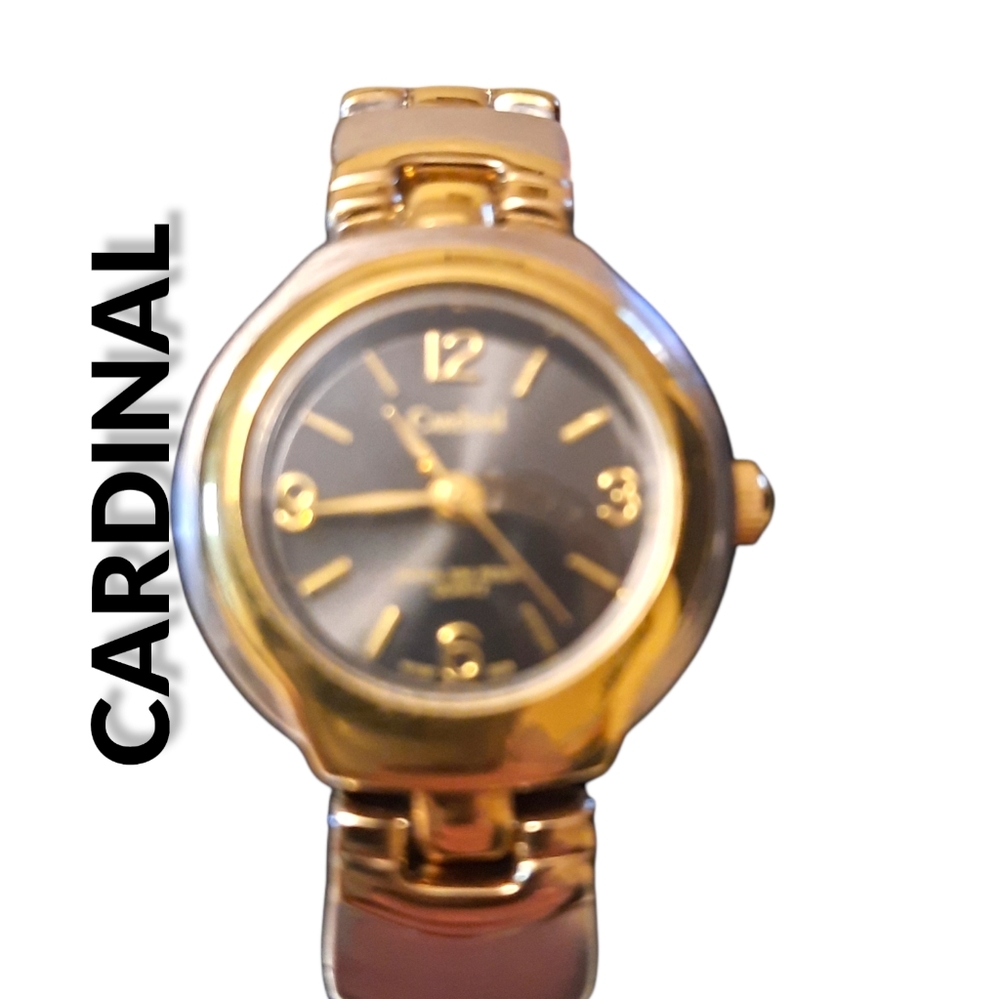 Cardinal black dial two tone stainless steel woman watch